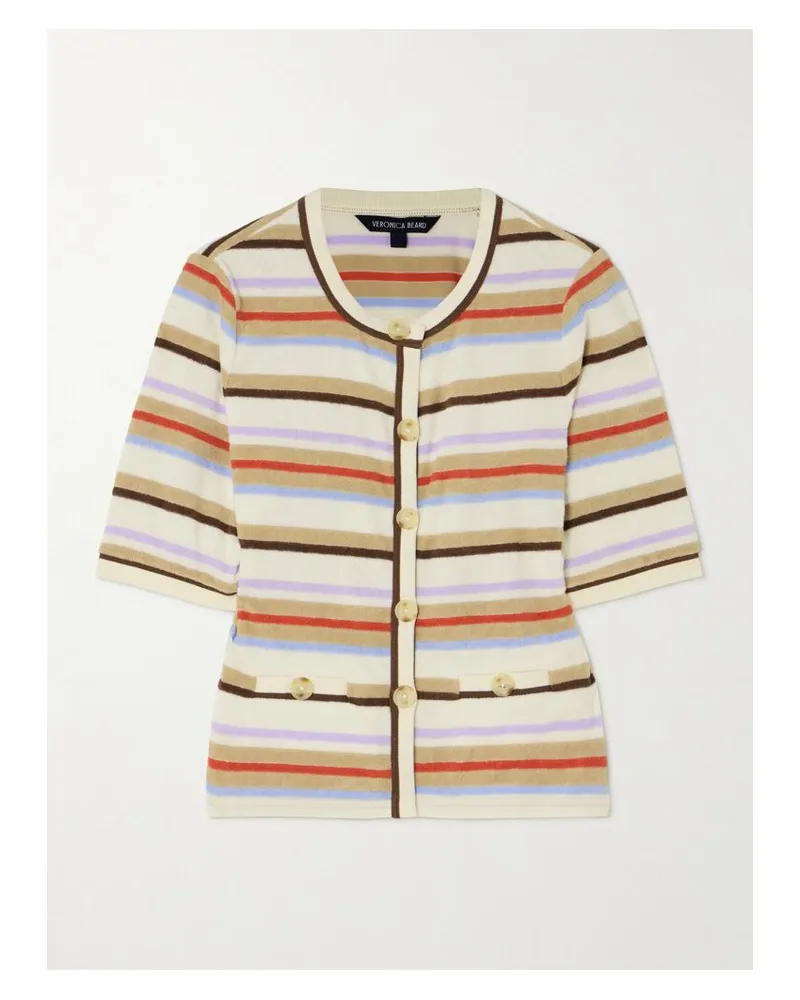 Veronica Beard Brendan Cardigan Aus Gestreiftem Frottee Aus Einer Baumwollmischung - Neutral Neutral