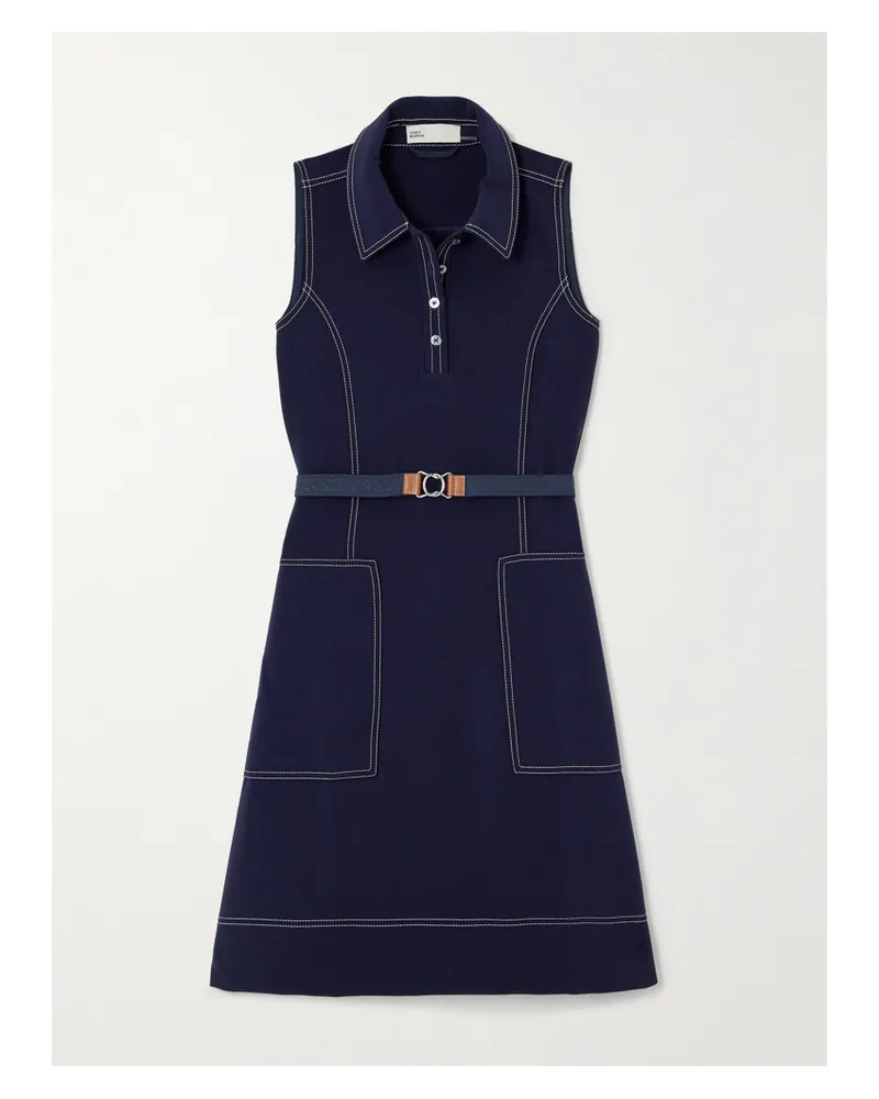 Tory Sport Minikleid Aus Stretch-jersey Mit Gürtel - Blau Blau