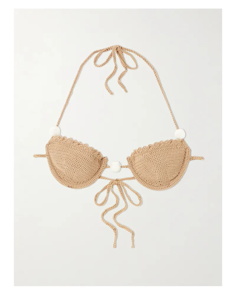Magda Butrym Faux Bikini-oberteil Aus Häkelmaterial Mit Bügeln Und Kunstperlen - Braun Braun