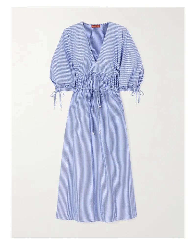 Altuzarra Donrine Midikleid Aus Gestreifter Baumwolle Mit Kunstperlen Und Bändern - Blau Blau