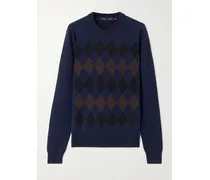 Vivian Pullover Aus Einer Woll-seidenmischung Mit Argyle-muster - Blau