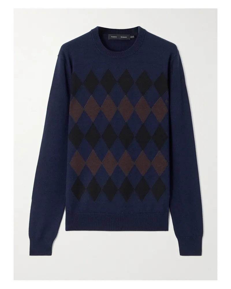 Proenza Schouler Vivian Pullover Aus Einer Woll-seidenmischung Mit Argyle-muster - Blau Blau