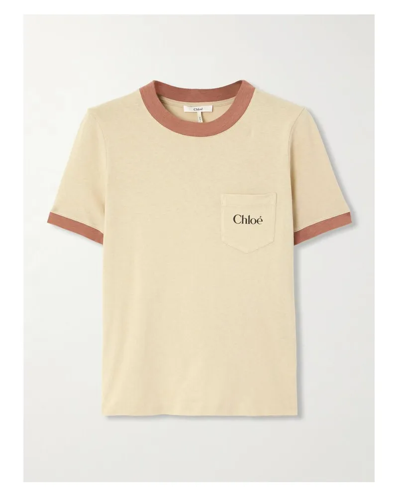 Chloé T-shirt Aus Baumwoll-jersey Mit Print - Neutral Neutral