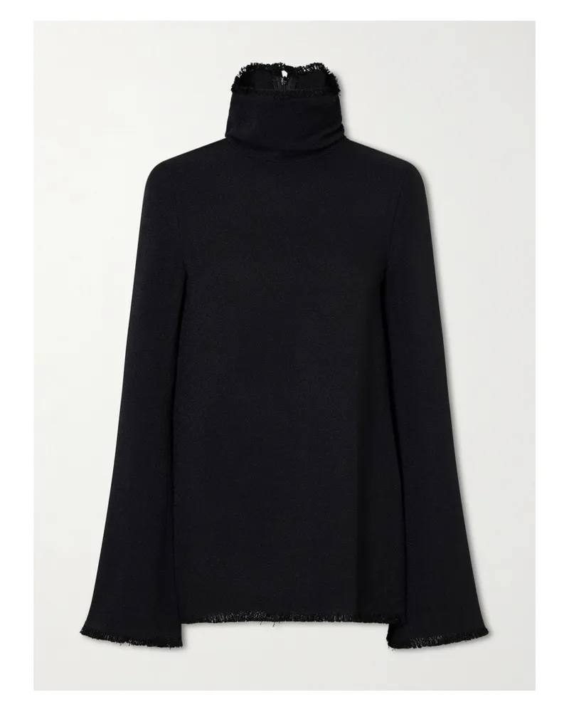 Totême Frayed Crepe Blouse - Black Black