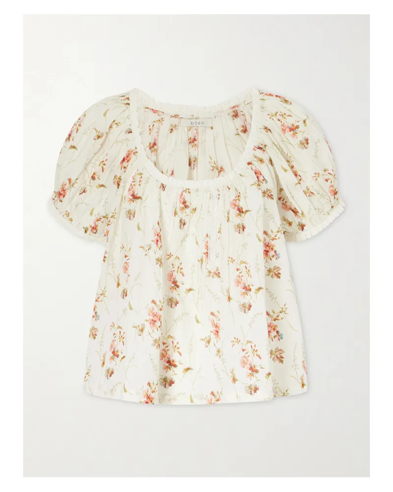 DÔEN Frederica Lace-trimmed Floral-print Organic Cotton Blouse - Multi Multi
