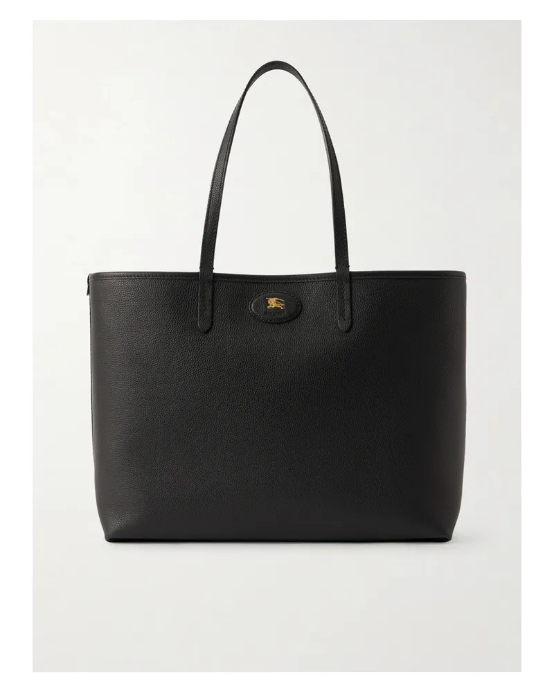 Burberry Reversible Leather And Checked Canvas Tote - Black Black