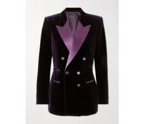 Doppelreihiger Blazer Aus Samt Aus Einer Baumwollmischung - Lila