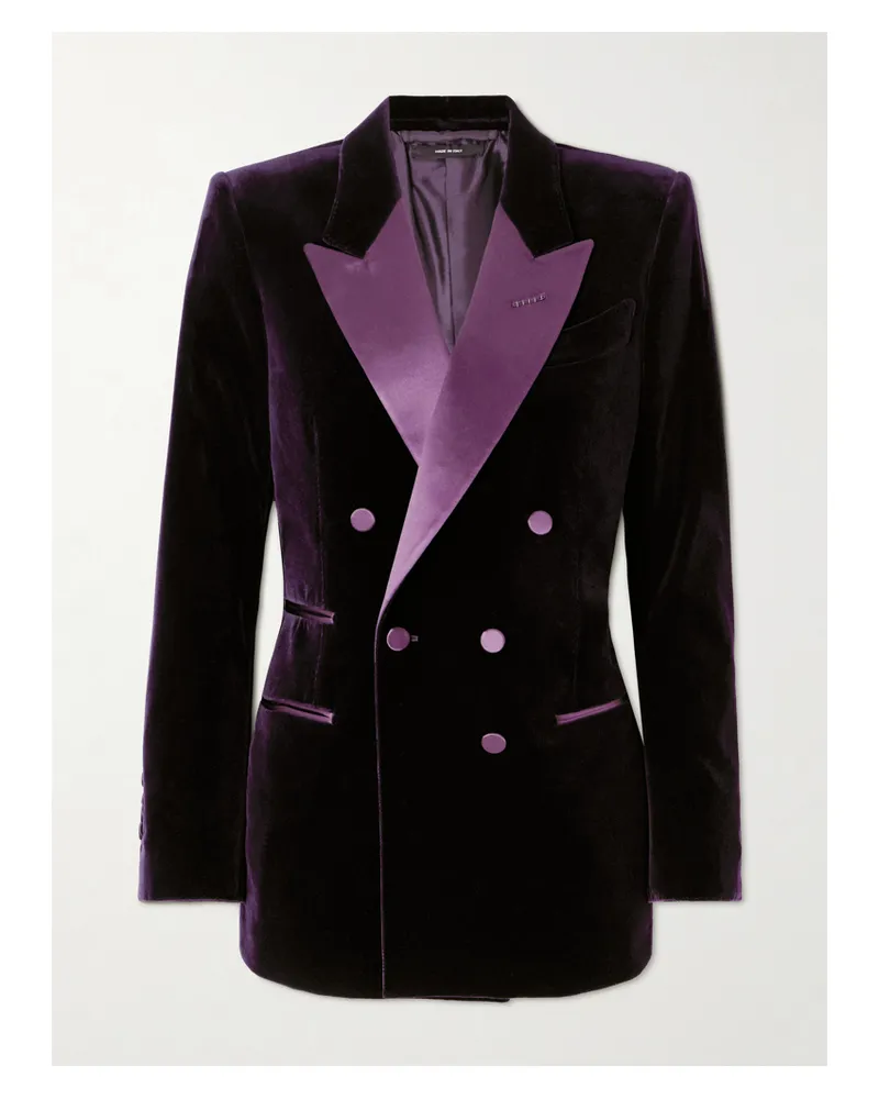 Tom Ford Doppelreihiger Blazer Aus Samt Aus Einer Baumwollmischung - Lila Lila
