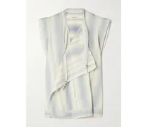 Asymmetrische Bluse aus einer Gestreiften Mischung aus Baumwolle, Seide und Leinen