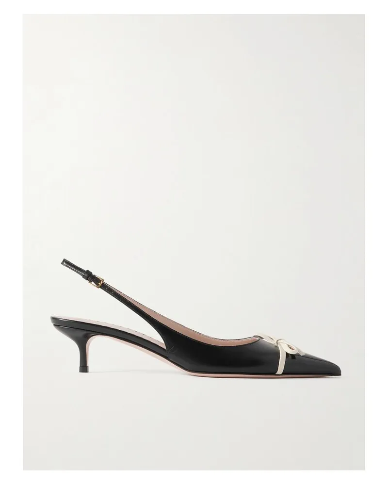 Valentino Garavani Bepointy 45 Slingback-pumps Aus Leder Mit Schleife - Schwarz Schwarz
