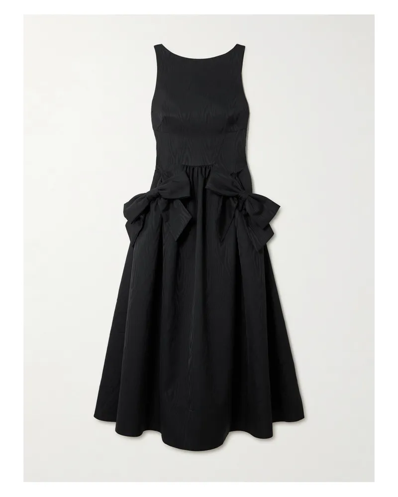 Rebecca Vallance Narcissa Midikleid Aus Moiré Mit Raffungen Und Schleifen - Schwarz Schwarz