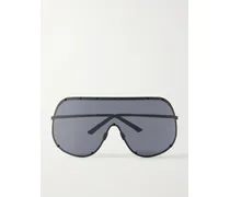 Shield Aviator-style Acetate Sunglasses - Black