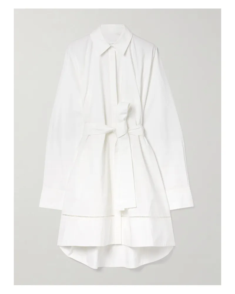 Proenza Schouler Sammy Mini-hemdblusenkleid Aus Popeline Aus Einer Baumwollmischung Mit Häkeleinsätzen - Weiß Weiß