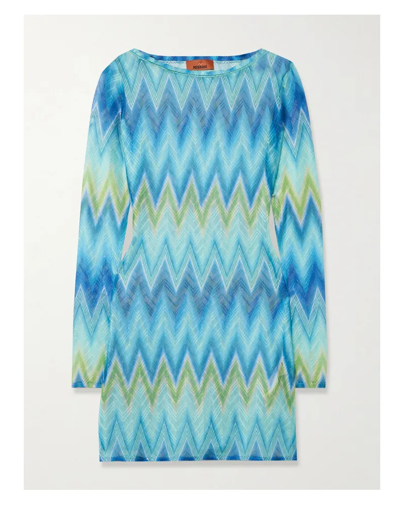 Missoni Minikleid Aus Bedrucktem Tüll - Blau Blau