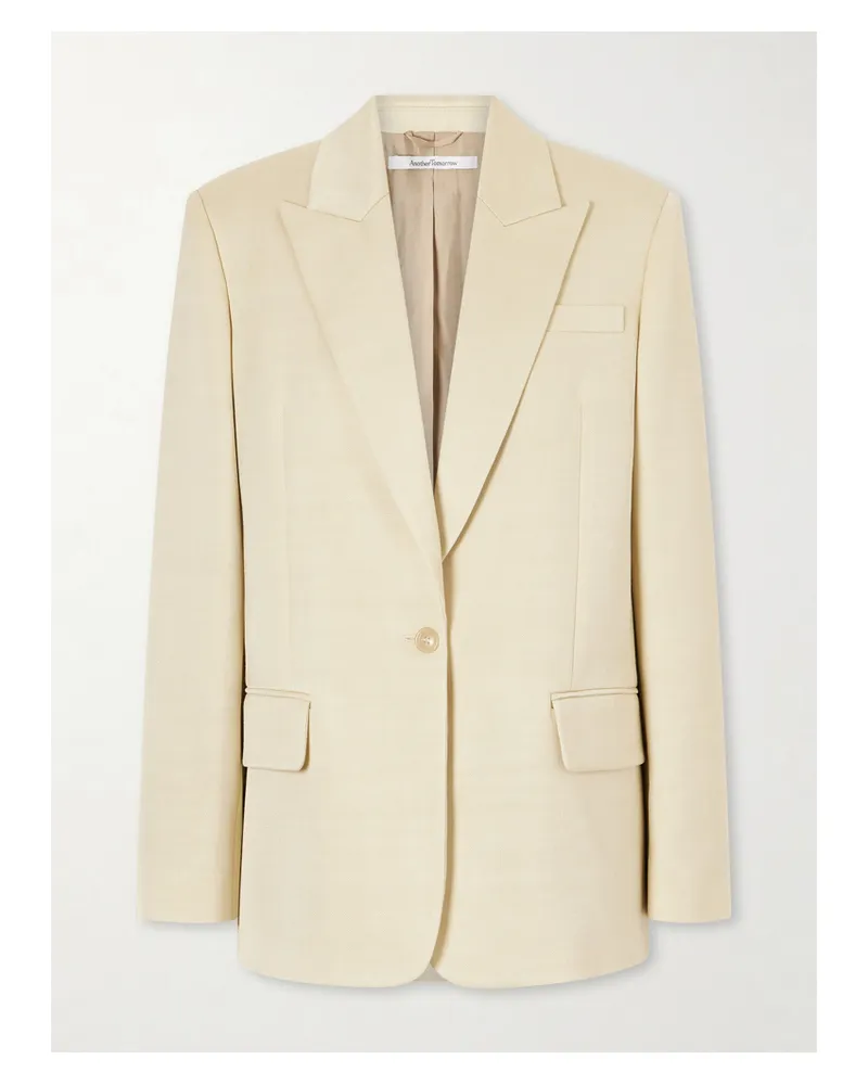 Another Tomorrow Oversized Twill Blazer - Neutrals Neutrals
