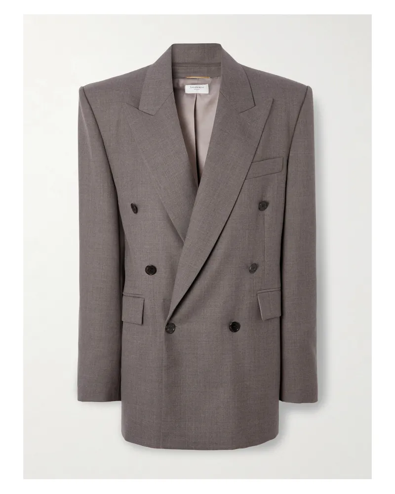 Saint Laurent Double-breasted Wool Blazer - Gray Gray