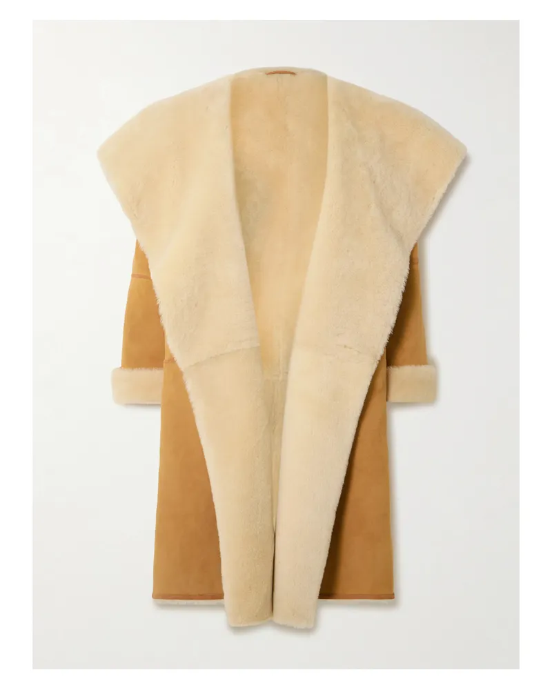 Totême Draped Shearling Coat - Brown Brown
