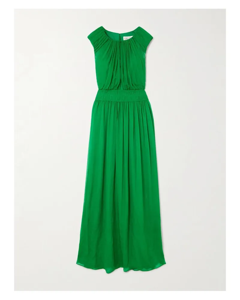 Saloni Maryam Maxikleid Aus Krepon Aus Einer Seidenmischung - Grün Grün