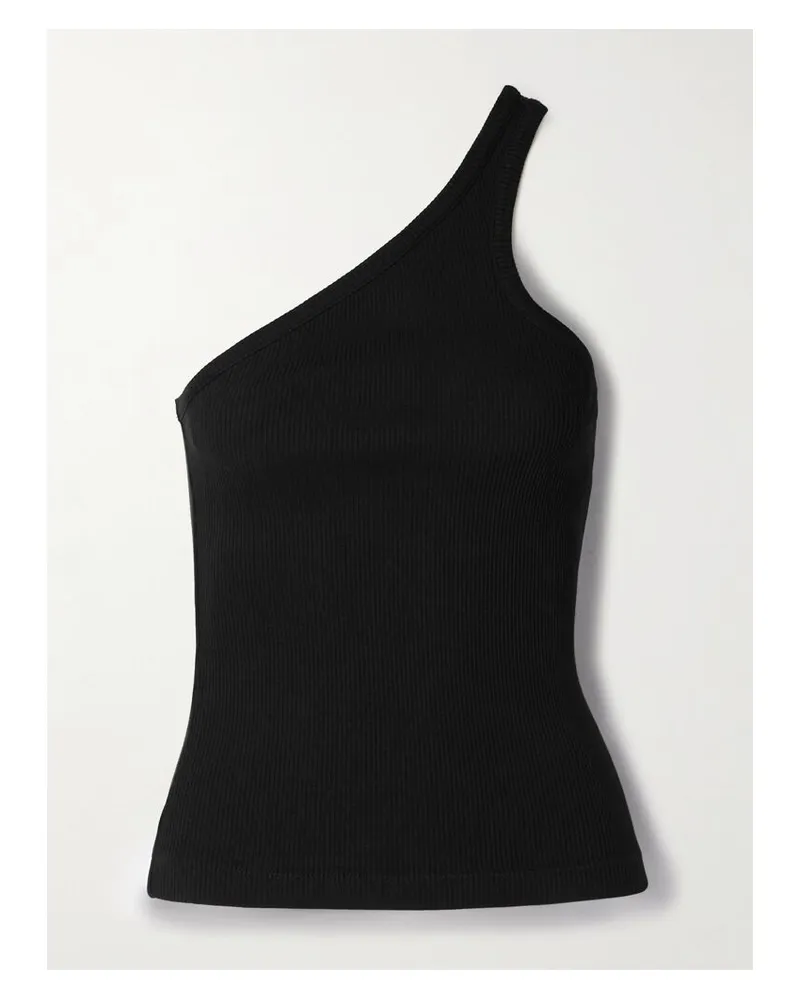 AGOLDE Verica Asymmetrisches Tanktop Aus Rippstrick - Schwarz Schwarz