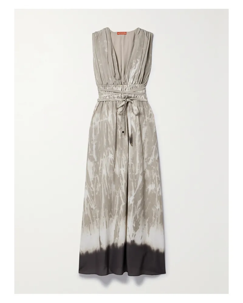 Altuzarra Fiona Maxikleid Aus Crêpe De Chine Mit Raffungen Und Print - Grau Grau