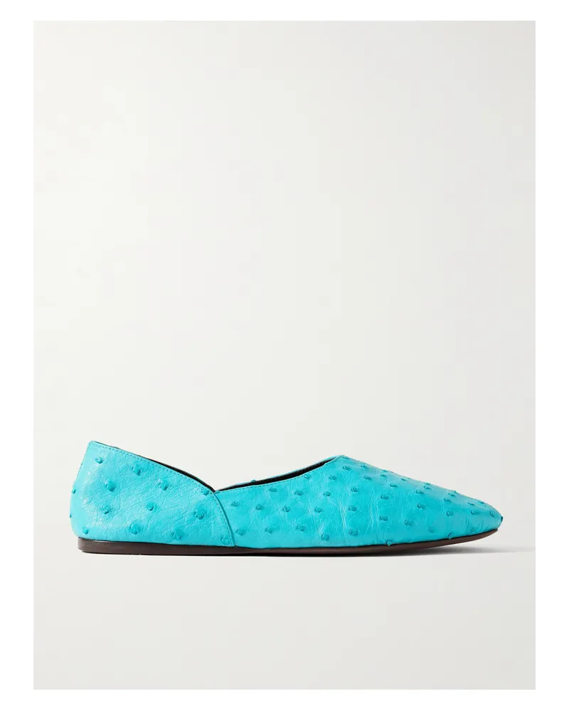 KHAITE Jane Flache Schuhe Aus Straußenleder - Blau Blau