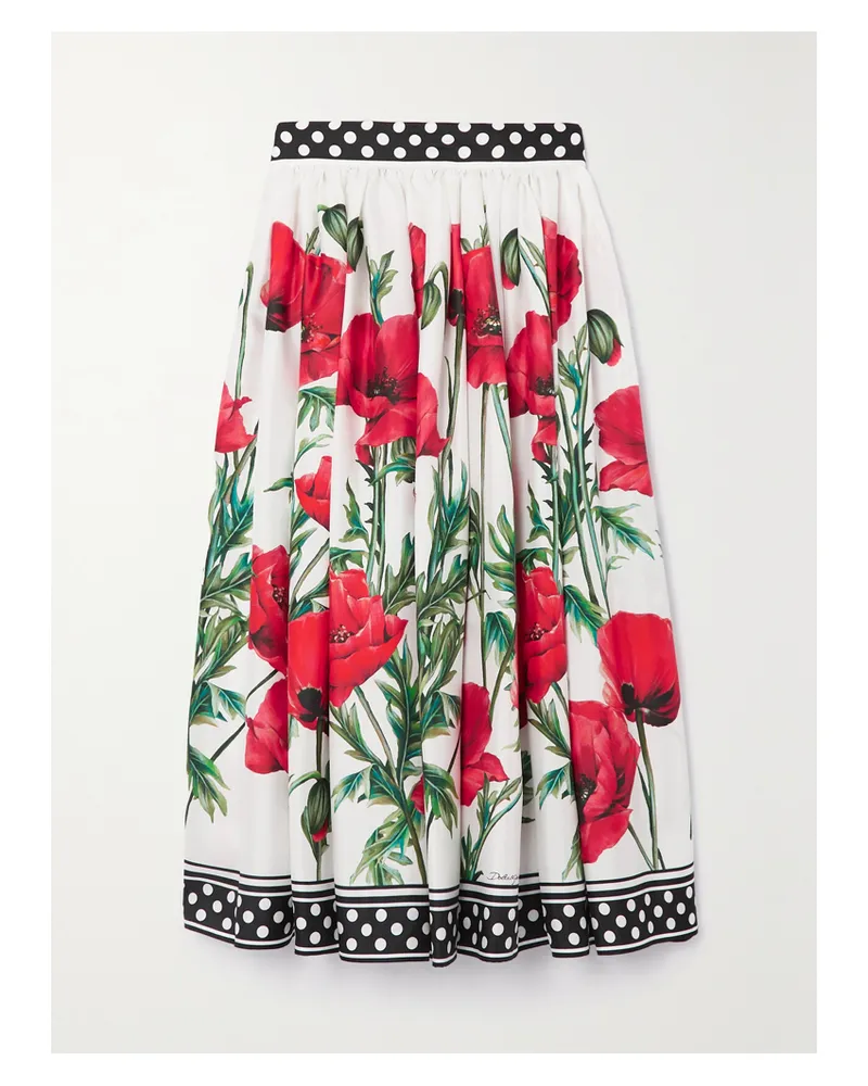 Dolce & Gabbana Midirock Aus Seide Mit Blumenprint - Rot Rot