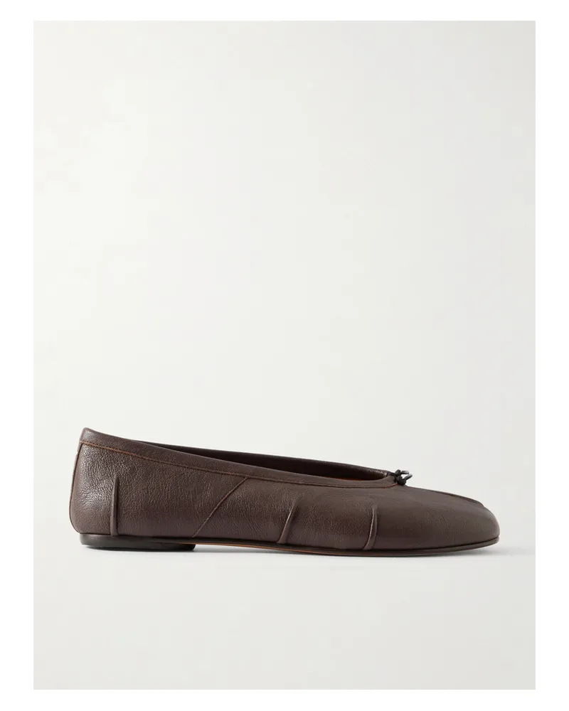 Maison Margiela Tabi Split-toe Leather Ballet Flats - Brown Brown