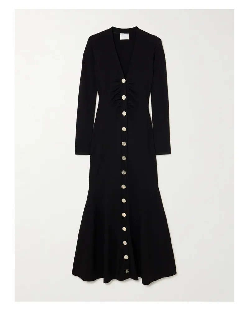 GALVAN Maxikleid Aus Einer Merinowollmischung Mit Knöpfen - Schwarz Schwarz