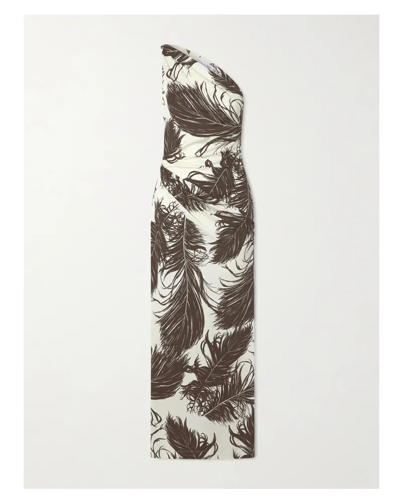 Oscar de la Renta Milano Printed Jersey Gown - Brown Brown