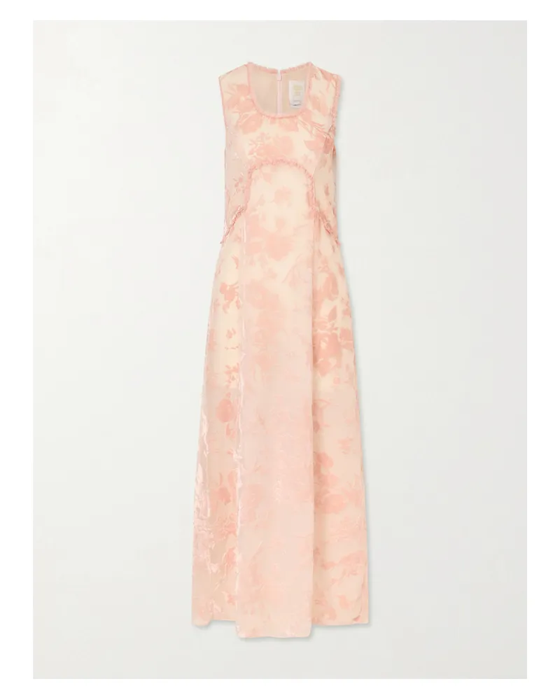 Anna Sui Boudoir Floral Devoré-velvet Satin Midi Dress - Pink Pink