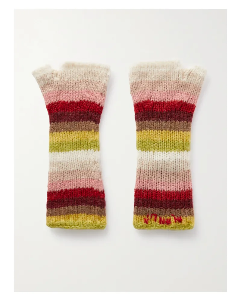 Alanui Under The North Sky Fingerlose Handschuhe Aus Einer Gestreiften Alpakawollmischung - Elfenbein Elfenbein