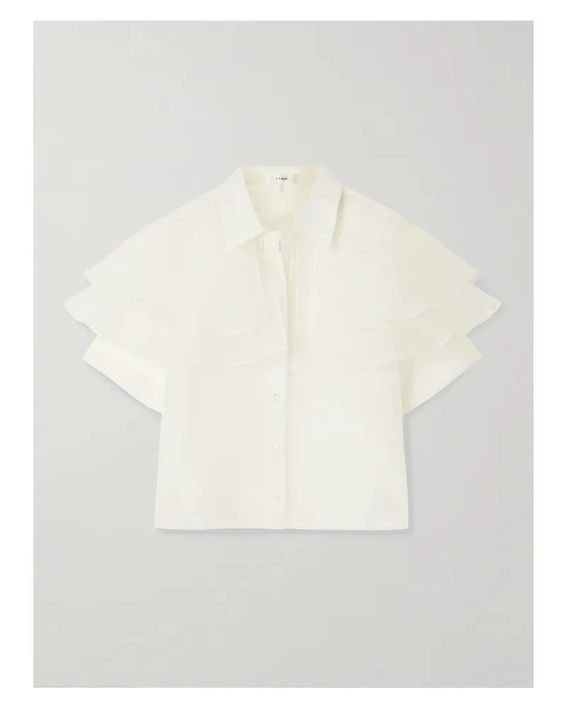 Frame Denim Cape-effect Layered Silk-organza Blouse - Cream Cream