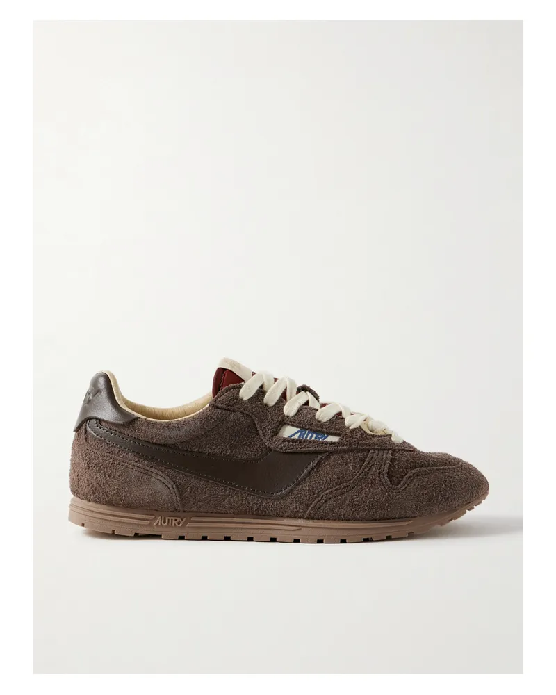 AUTRY Windspin Sneakers Aus Gebürstetem Veloursleder Mit Lederbesätzen - Braun Braun