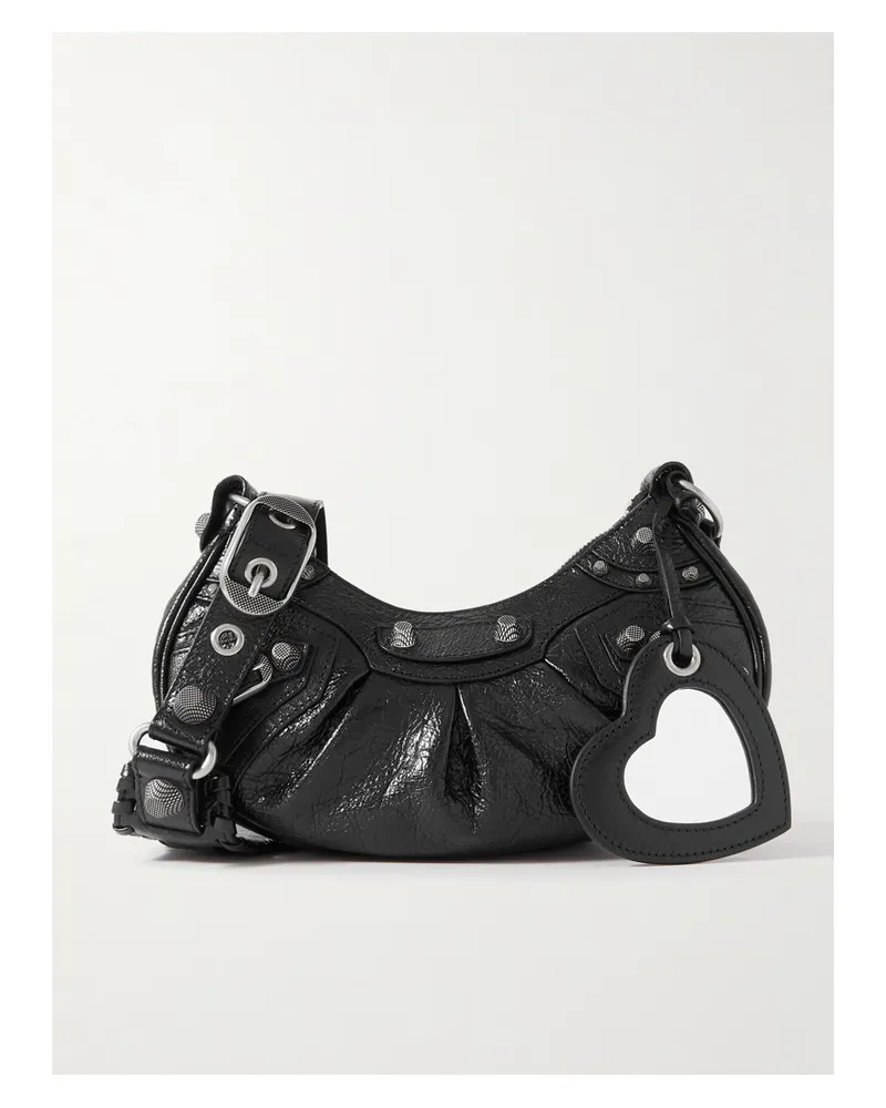 Balenciaga Le Cagole Xs Studded Crinkled-leather Shoulder Bag - Black Black