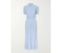 Amor Ribbed Silk And Cashmere-blend Midi Dress - Blue