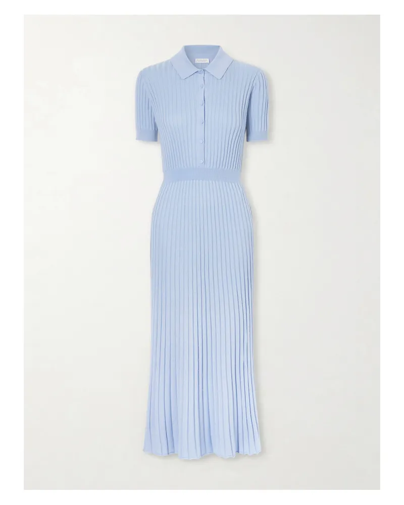 Gabriela Hearst Amor Ribbed Silk And Cashmere-blend Midi Dress - Blue Blue
