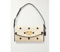 Polka-dot Moire Shoulder Bag - Neutrals