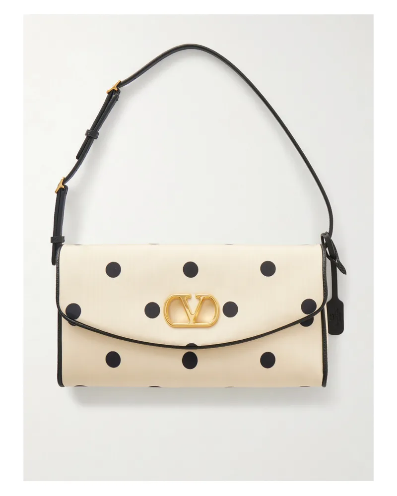 Valentino Garavani Polka-dot Moire Shoulder Bag - Neutrals Neutrals