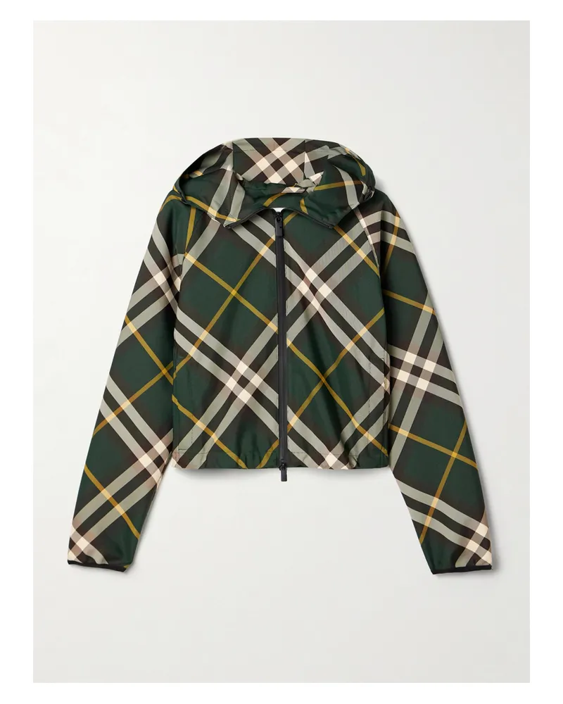 Burberry Verkürzte Jacke Aus Kariertem Twill Mit Kapuze - Grün Grün