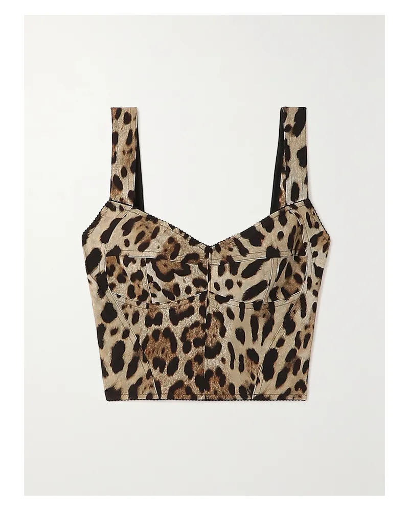 Dolce & Gabbana Verkürztes Bustier Aus Stretch-canvas Mit Leopardenprint - Animal-Print Animal-print