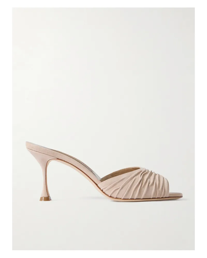 Manolo Blahnik Pirua 70 Suede Mules - Neutrals Neutrals