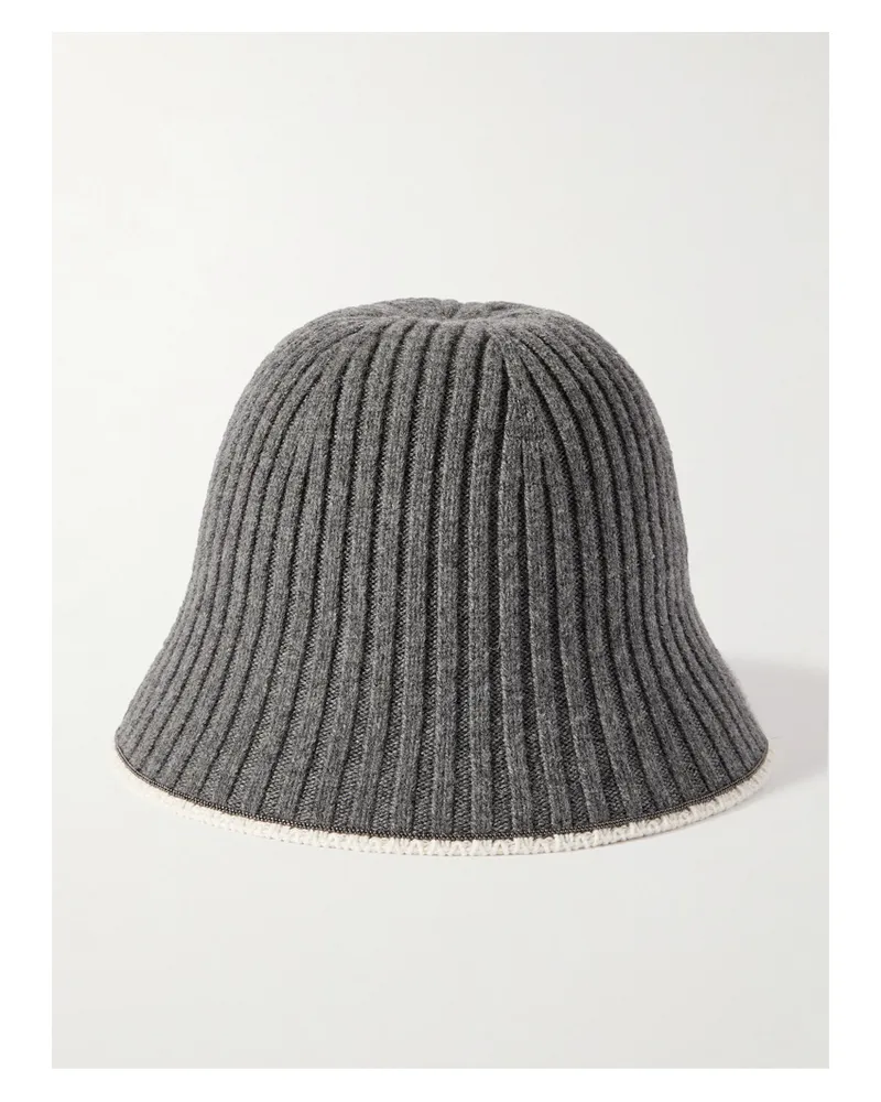 Brunello Cucinelli Fischerhut Aus Rippstrick - Grau Grau