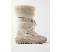 Alta Badia Stiefel Aus Shearling Und Veloursleder - Elfenbein