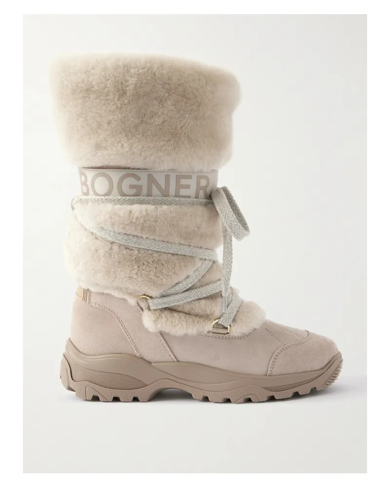 Bogner Alta Badia Stiefel Aus Shearling Und Veloursleder - Elfenbein Elfenbein