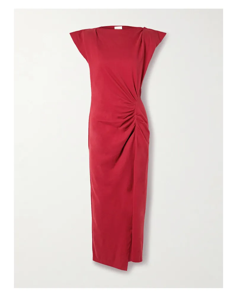 Isabel Marant Nadela Asymmetrisches Maxikleid Aus Biobaumwoll-jersey Mit Raffung - Rot Rot