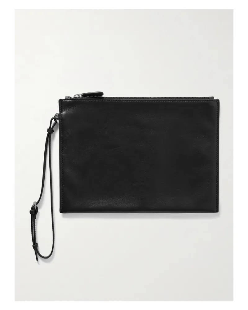 The Row Leather Pouch - Black Black