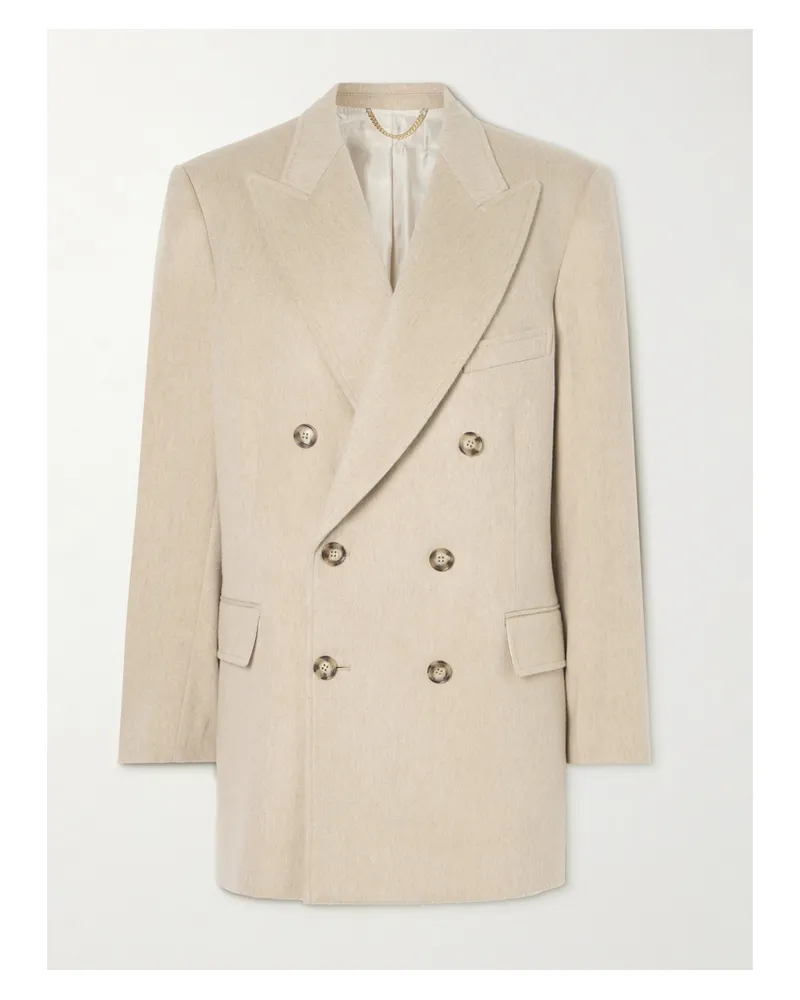 Victoria Beckham Doppelreihiger Blazer Aus Einer Woll-kaschmirmischung - Ecru Ecru