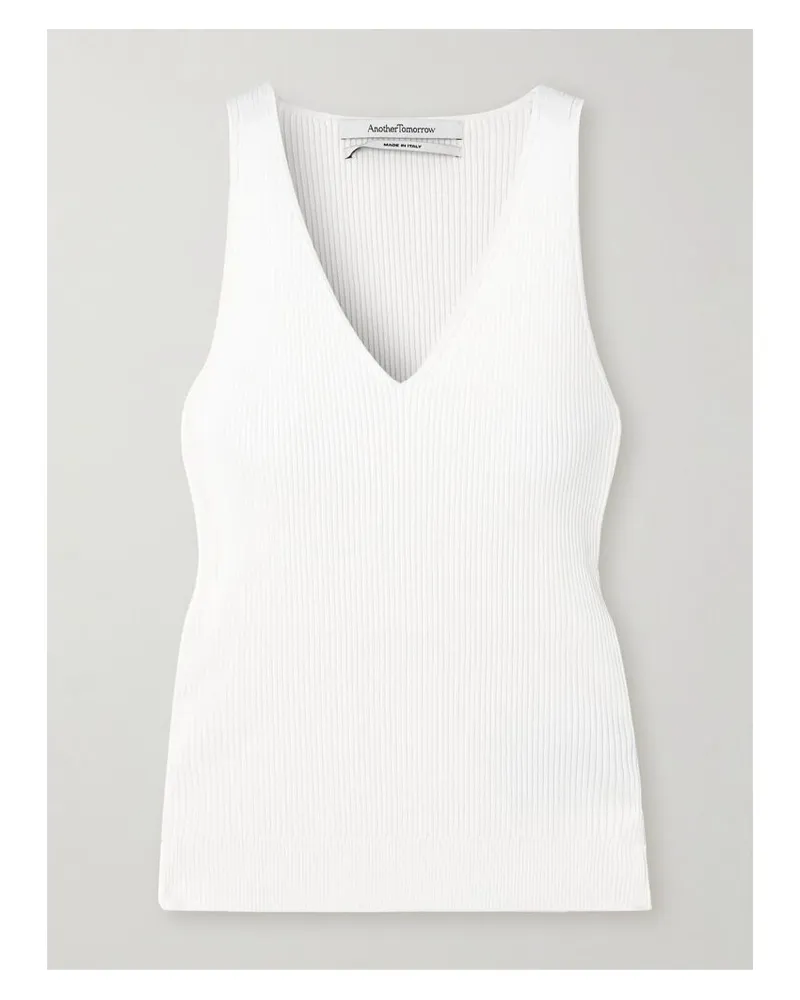 Another Tomorrow Tanktop Aus Geripptem Jersey - Weiß Weiß