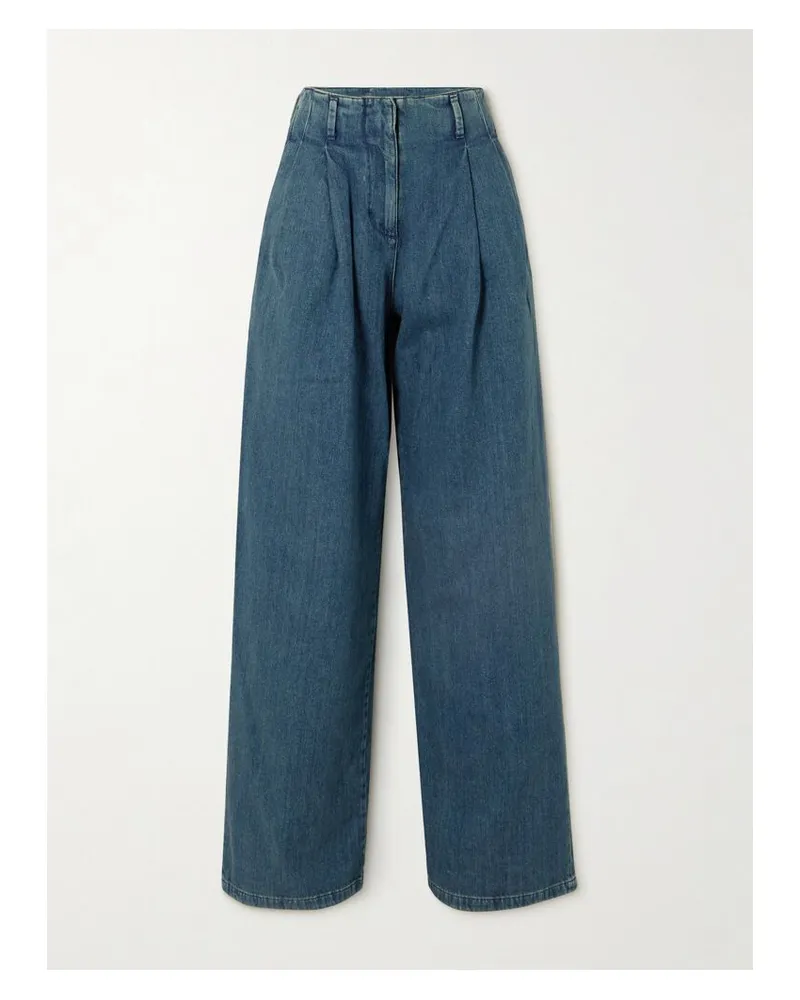 Golden Goose Hoch Sitzende Jeans Mit Weitem Bein, Falten Und Verzierungen - Blau Blau