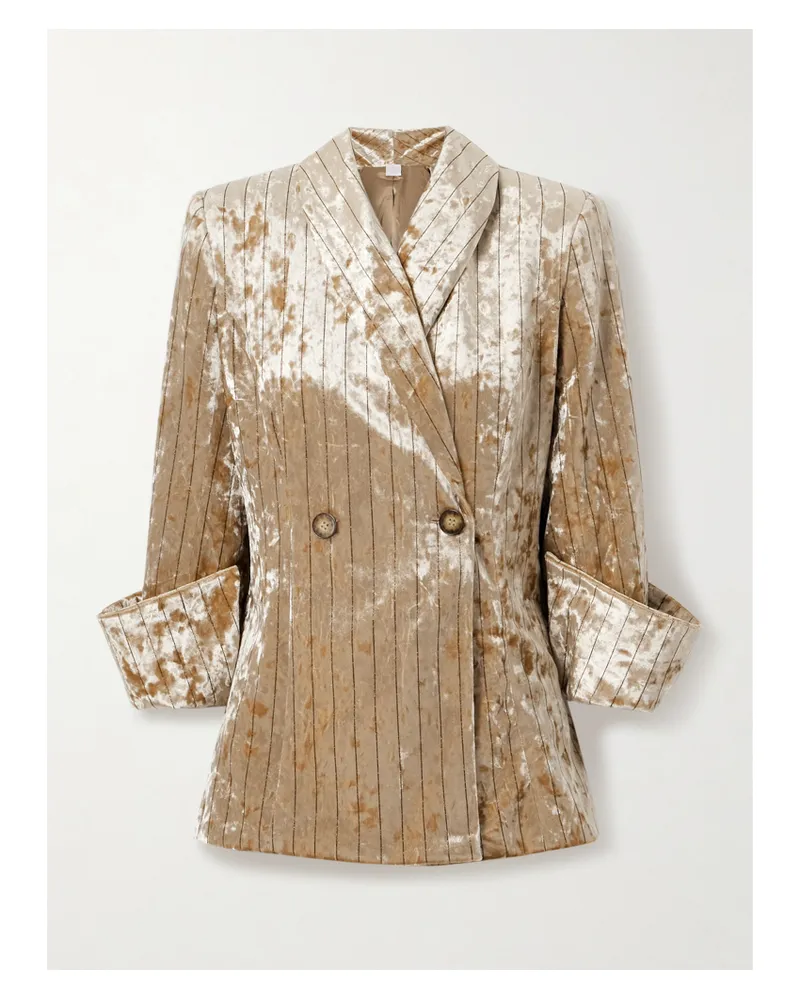 Loretta Caponi Quarzo Doppelreihiger Blazer Aus Samt In Knitteroptik - Orange Orange